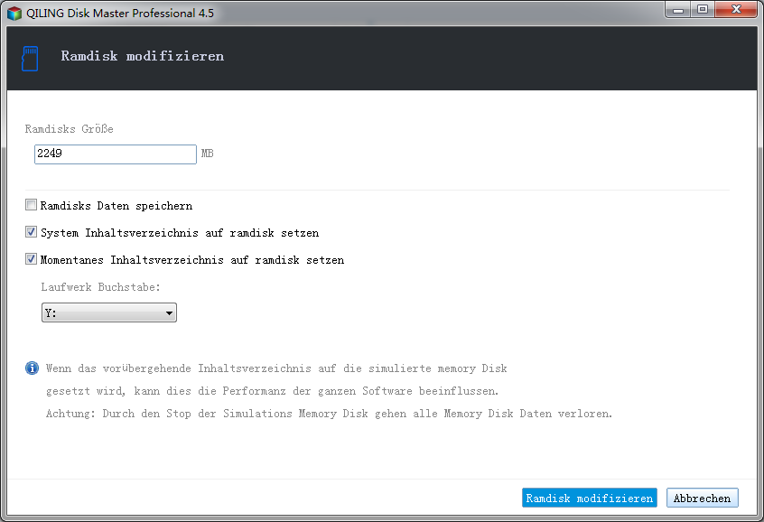 Ramdisk erstellen/modifizieren