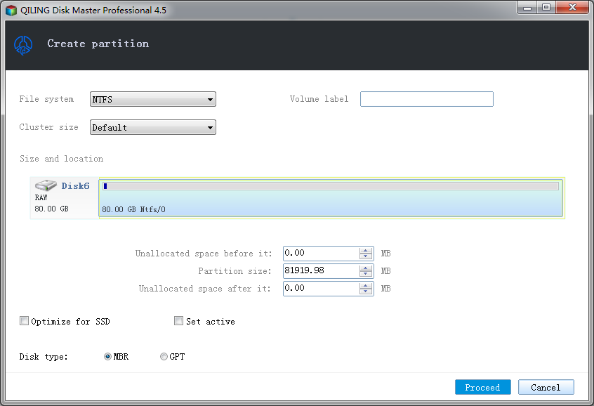 create partition