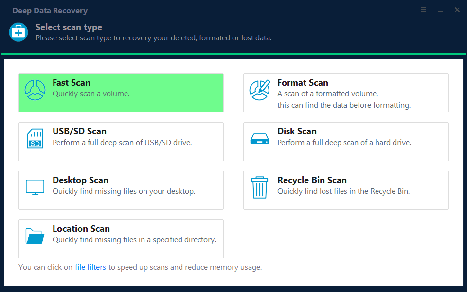 Select file types that you want to recover