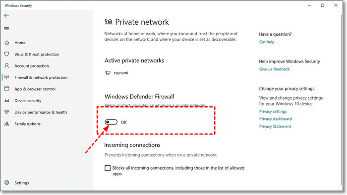 disable windows defender firewall