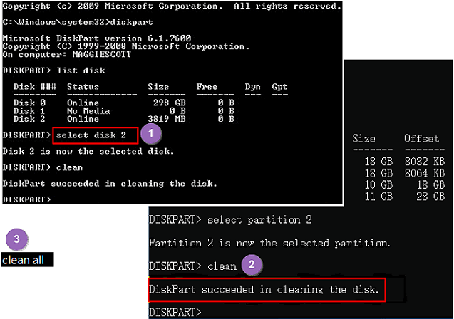 DiskPart clean command