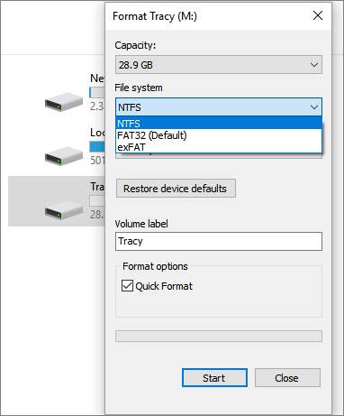 format DVR using file explorer