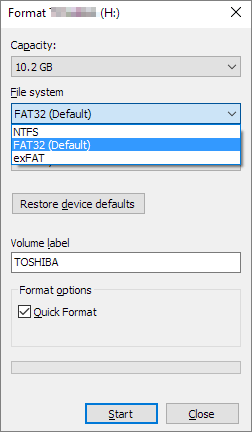 format mini sd card to fat32