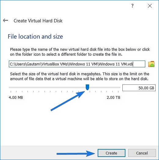 hard drive file location and size