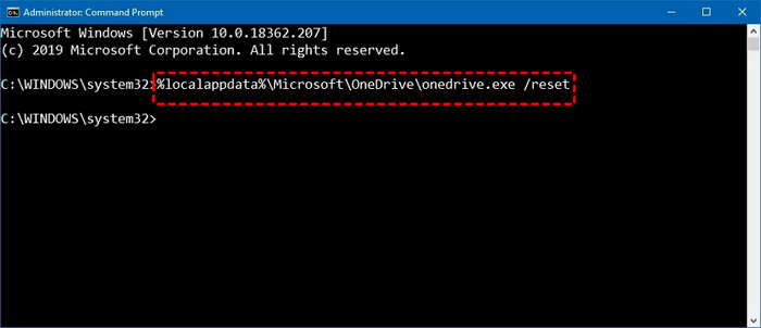 reset onedrive type command