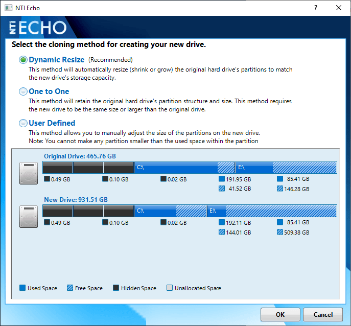 nti echo 3 types of cloning