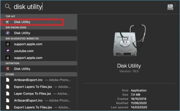 select disk utility