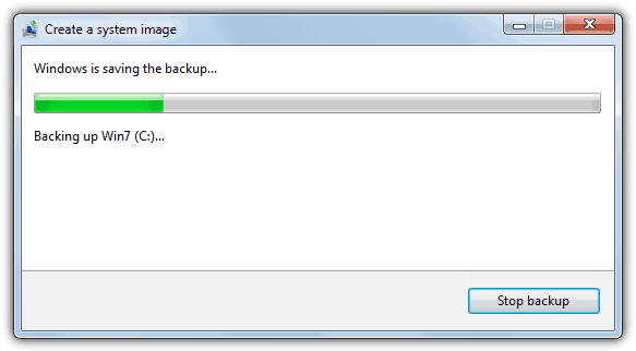 Wait until windows is saving the backup