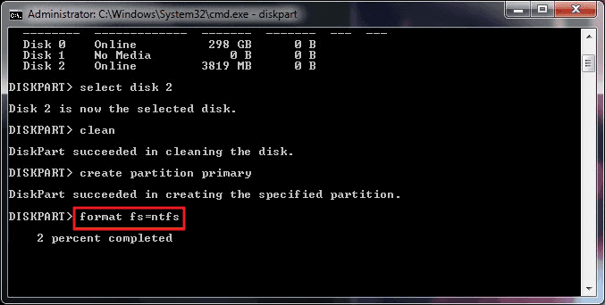 formatting a drive to ntfs