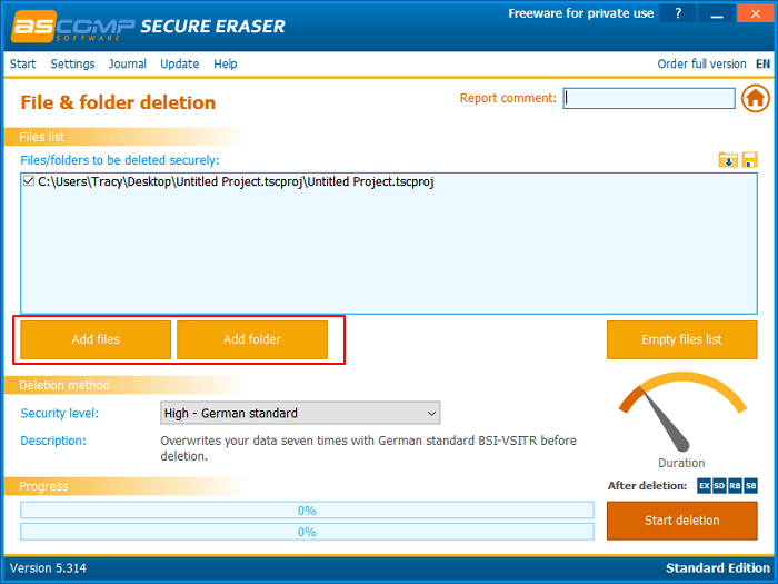 Add files to shred