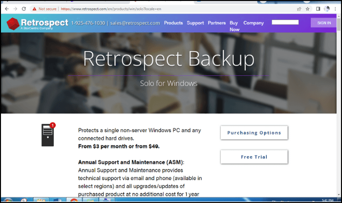 retrospect solo backup