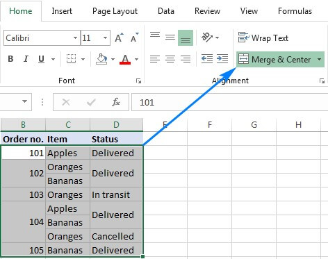 check the merge cell to fix Microsoft excel cannot paste the data error