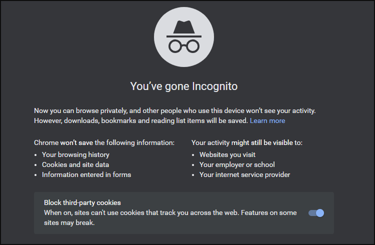 chrome invognito mode