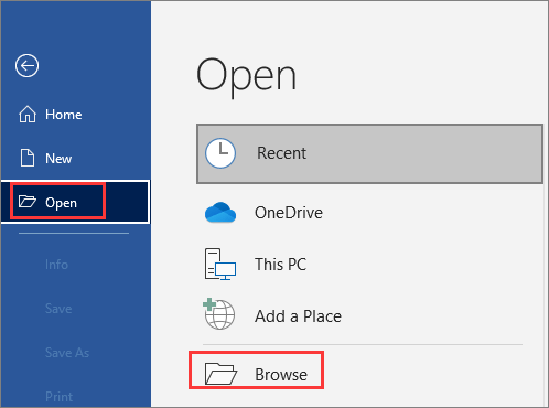 go to open Word document