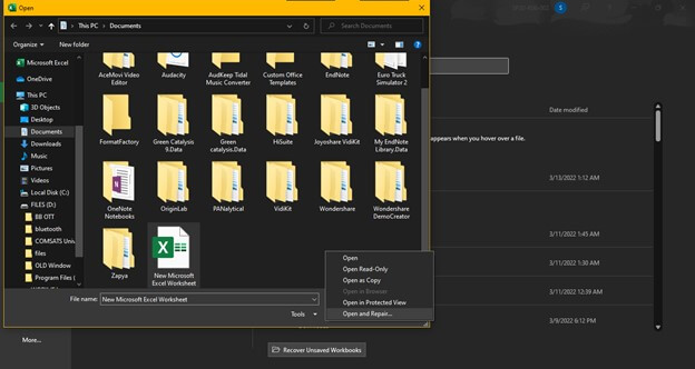 repair corrupted Excel files