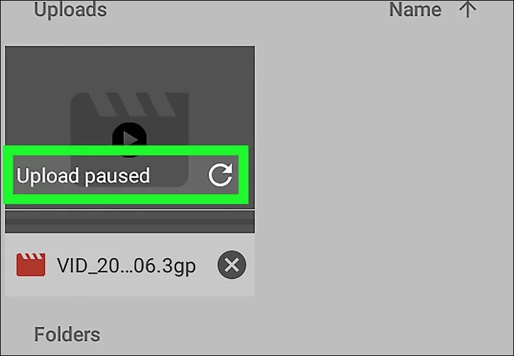 resume google frive uploads on phones