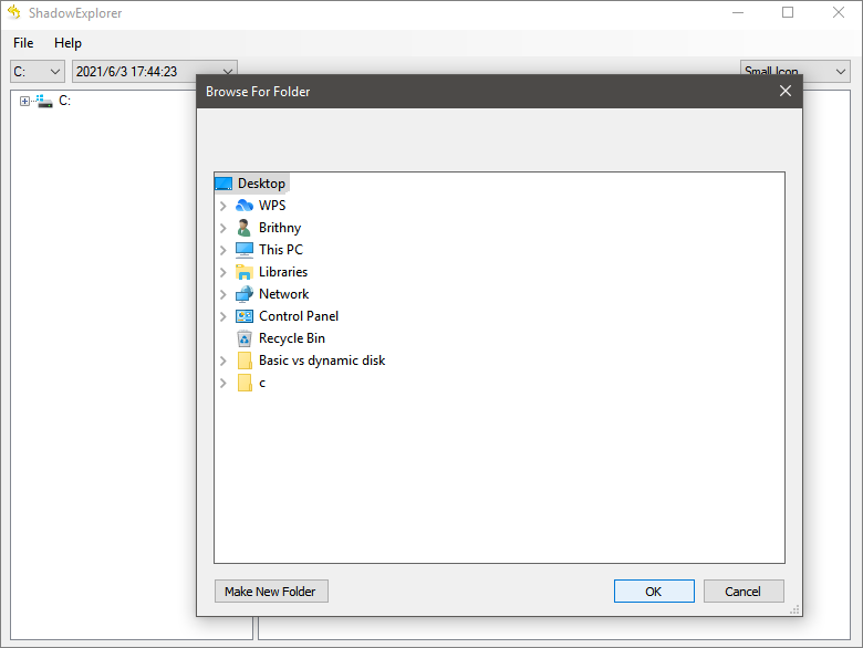 choose location to save restored files