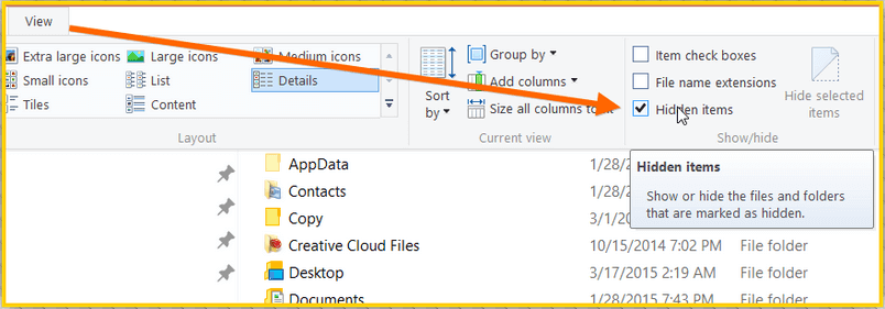 How to Unhide AppData in Windows 10