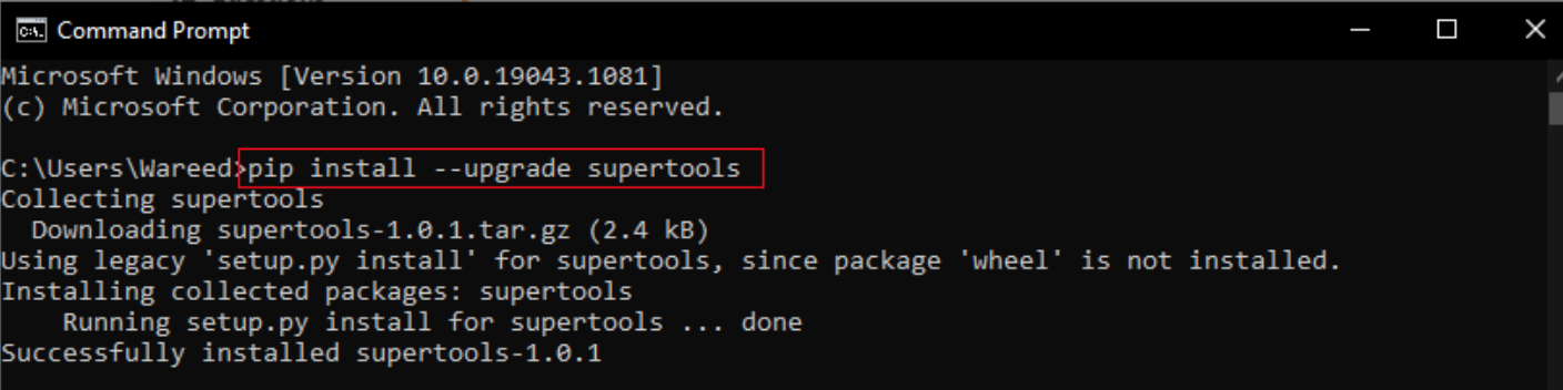 upgrading setuptools