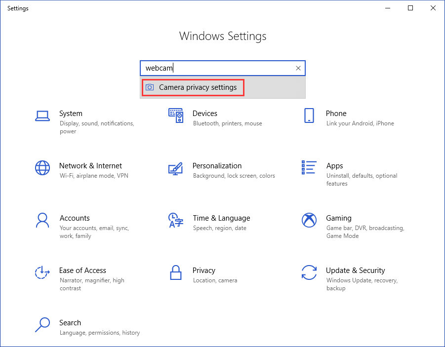 webcam privacy settings