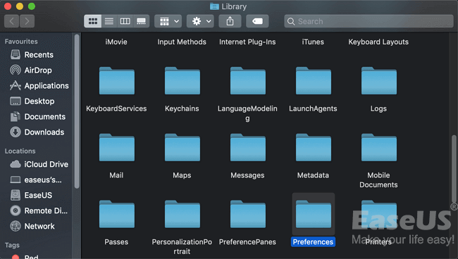 open the preferences folder