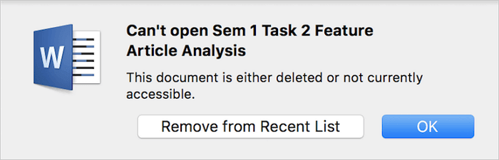 Word document deleted or corrupted on Mac.