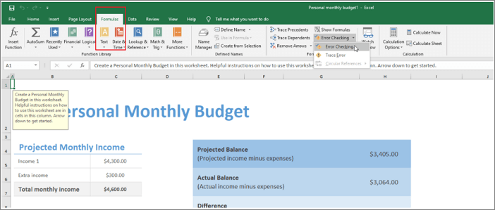 check formulas in excel