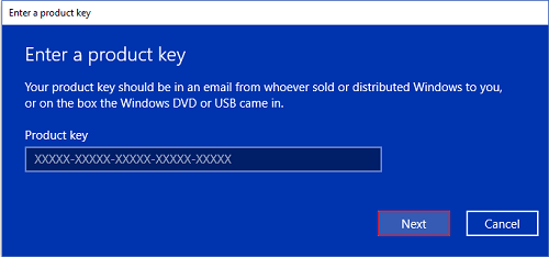 enter a product key