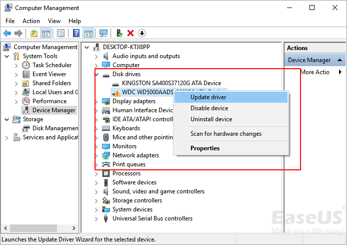 Update hard drive driver.