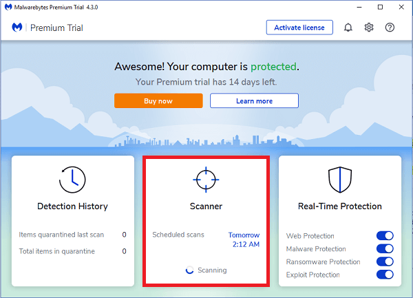 malwarebytes interface