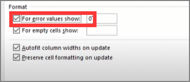 pivot table format