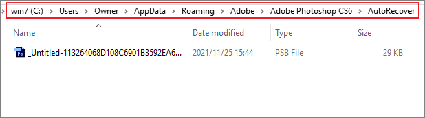 autosaved files in PS
