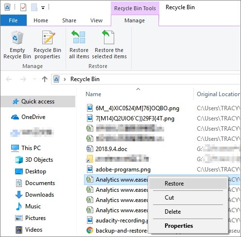 Restore deleted Excel file.