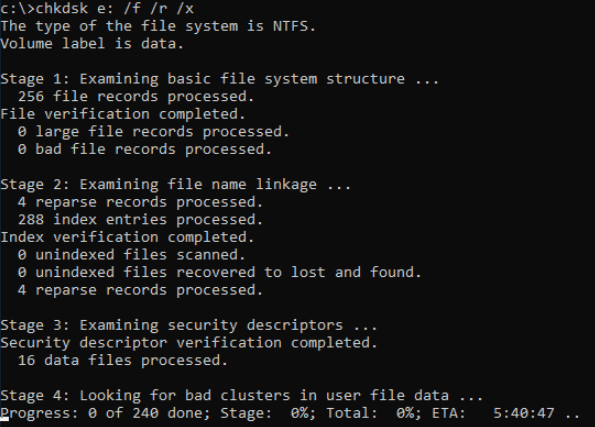 Run CHKDSK command to fix disk erorr