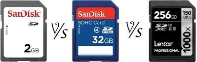 sd card vs sdhc card vs sdxc card