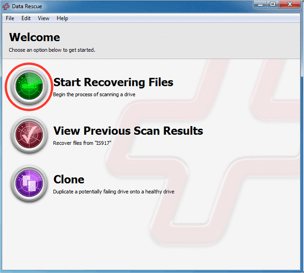 Choose to start recovering files