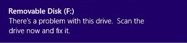 there is a problem with this drive. scan the drive now and fix it