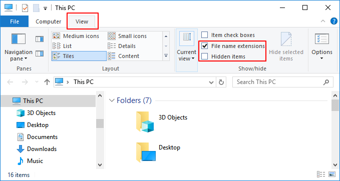 Fix invalid image file header by unhiding file extension