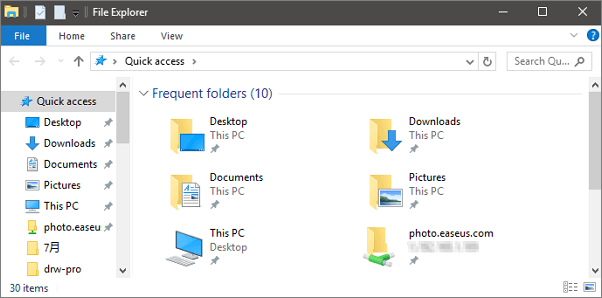 quick access in windows 10